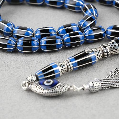 Erzurum Oltu 8 Yarma Katalin leme 925Ayar Gm Pskl, lemeli Nakka mame Kapsl Kesim 8x12mm Tesbih