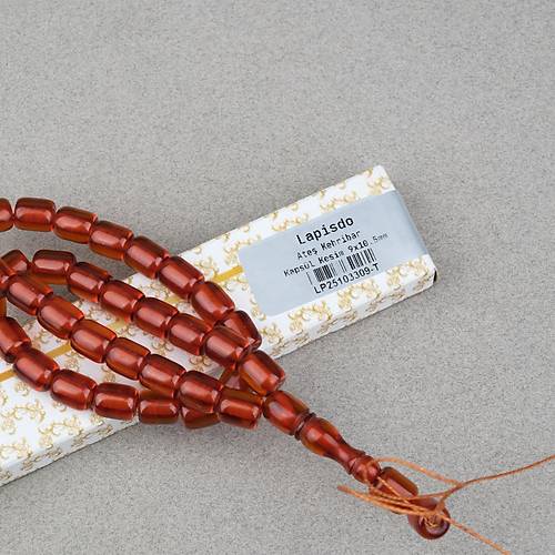 Ate� Kehribar Kaps�l Kesim 9x10.5mm- �effaf Bronz P�sk�ls�z