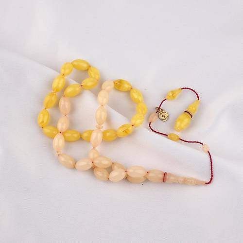 Osmanl� S�kma Kehribar Eski Obje D�nem Yap� Arpa Kesim 7x12.5mm Tesbih