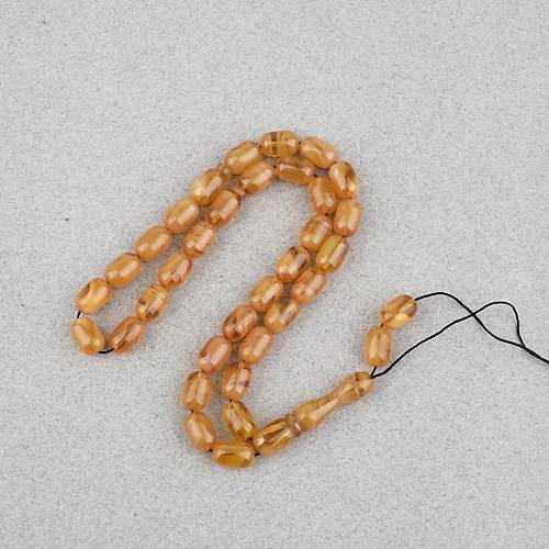 S�kma Kehribar Kaps�l Kesim 7x11mm Tesbih P�sk�ls�z Hardal