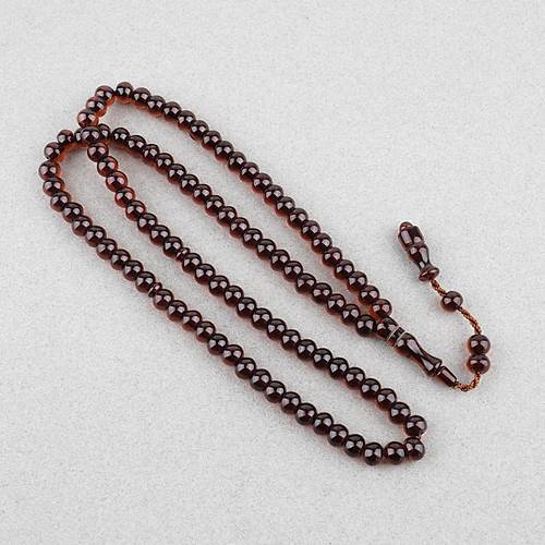 Ate� Kehribar 99luk Namaz Tesbih Tekerlek Kesim 9x7mm Tesbih - Kahverengi