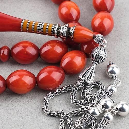 Skma Kehribar zel Gm Nak leme mame 925Ayar Gm Pskl Beyzi Kesim 14x17mm Tesbih