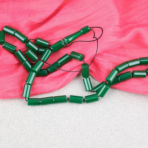 S�kma Kehribar Kesme Kesim 6x10mm Tesbih P�sk�ls�z- Ye�il