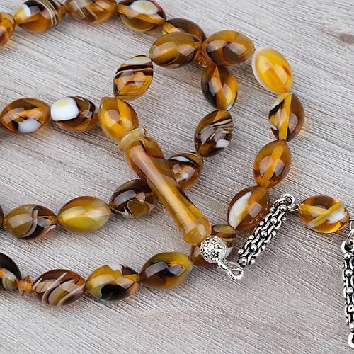 Arizona Katalin Alpaka P�sk�l Beyzi Kesim 8x12mm Tesbih- Sar� Kahverengi