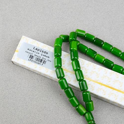 Katalin �ubuk Kaps�l Kesim 9x13mm Tesbih - Ye�il P�sk�ls�z