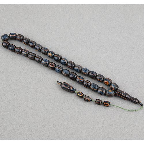 Kafur A�ac� Kaps�l Kesim 11x12mm Tesbih - Mavi Turuncu