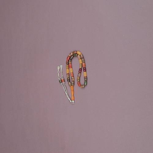S�kma Kehribar Alpaka P�sk�ll� Kaps�l Kesim 7x11mm Tesbih- Bonibon
