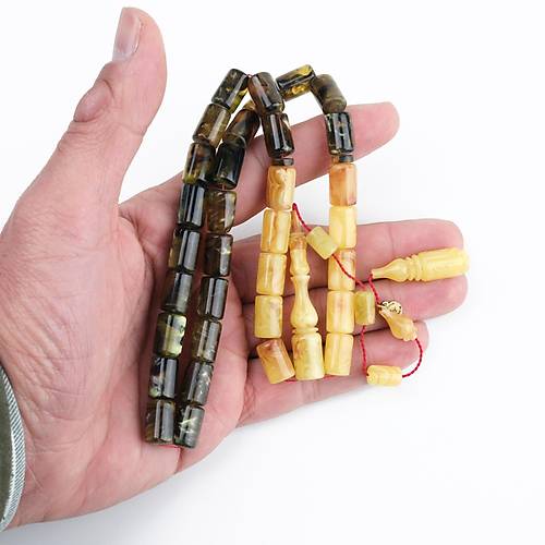 Katalin Dinlenmi� �ift Renk Usta ��i �mzal� Yumu�ak Kesme Kesim 8x13mm Tesbih