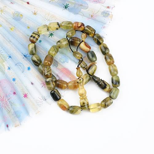 S�kma Kehribar Sedefli Kaps�l Kesim 8x11.5mm Tesbih