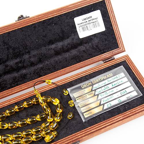 Eski Avusturya Oyun Zar Obje Ate Kehribar Kapsl Kesim 8x12mm Tesbih - effaf Sar