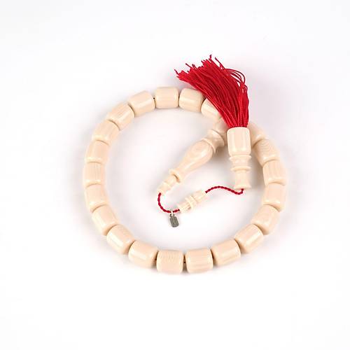 Galalit 1940 Dkm Eski Fransz Osmanl Saray Pskll Kapsl Kesim Bilek Boy 10.5x12mm Tesbih - Ivory Sedefli Beyaz