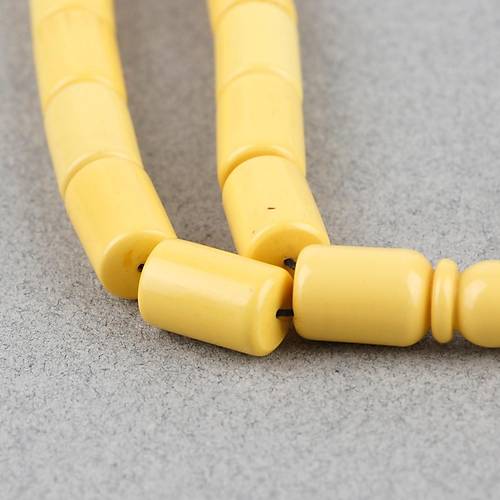 Kadim Katalin Eski Sar� Mahjon Ta�� Obje D�nem Usta ��i �mzal� Kesme Kesim 8x12mm Tesbih