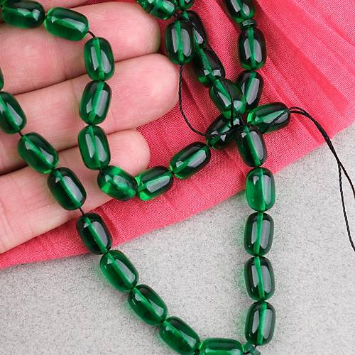 Ate� Kehribar Kaps�l Kesim 7x11mm Tesbih P�sk�ls�z Ye�il