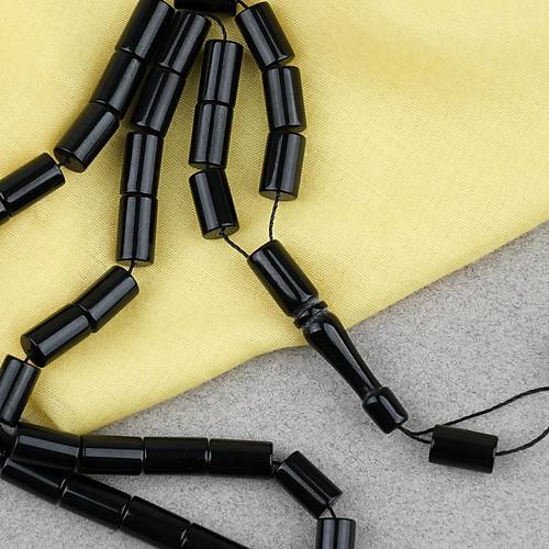 S�kma Kehribar Kesme Kesim 6x10mm Tesbih P�sk�ls�z Siyah