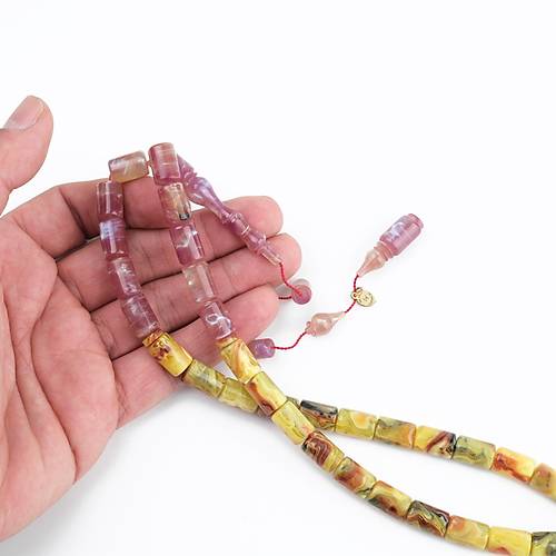 Katalin Dinlenmi� �ift Renk Usta ��i �mzal� Yumu�ak Kesme Kesim 8x13mm Tesbih