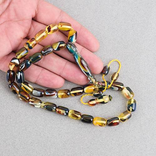 Arizona Katalin Sistemli Kaps�l Kesim 8x12mm Tesbih - Sar� Siyah