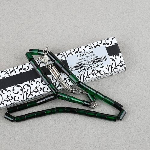 S�kma Kehribar Kesme Kesim Alpaka P�sk�ll� 6x10mm Tesbih