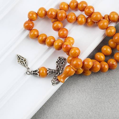 Skma Kehribar Alpaka Pskl Arabi 45lik Ulu Kre Kesim 9x10mm Tesbih