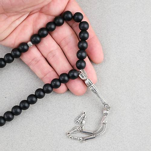 Oniks Ta�� K�re Kesim 10mm Tesbih Alpaka P�sk�ll�