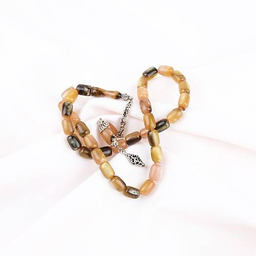 Skma Kehribar Sedefli Alpaka Pskl Kapsl Kesim 8x11.5mm Tesbih