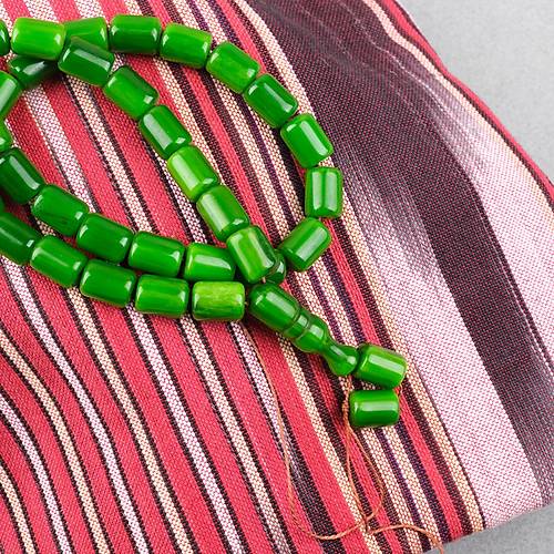 Katalin �ubuk Kaps�l Kesim 9x13mm Tesbih - Ye�il P�sk�ls�z