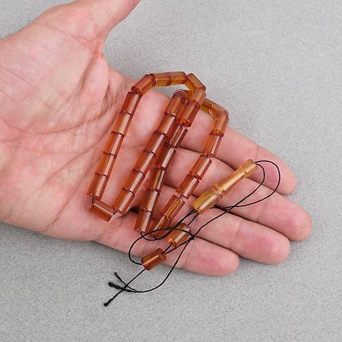 Ate� Kehribar Kesme Kesim 7x10mm Tesbih -�effaf Amber