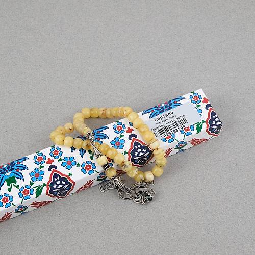 Rus Kaya Damla Kehribar 925ayar G�m�� P�sk�l Tekerlek Kesim 9x7mm Tesbih