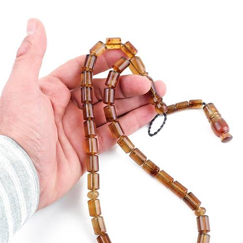 Sumatra Kaya Damla Kehribar Kapsl Kesim 9.5x14mm Tesbih