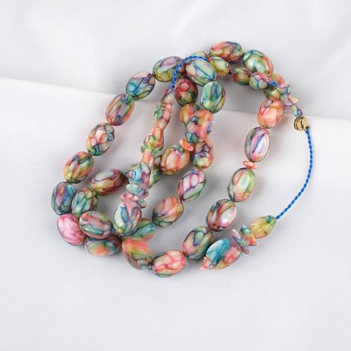 Galalit Yumurta Kesim 8.5x12mm Tesbih -Sedefli Pembe