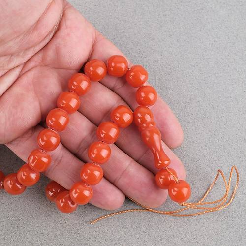 S�kma Kehribar K�re Kesim 11mm Tesbih - Turuncu P�sk�ls�z