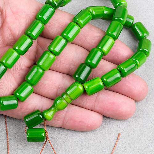 Katalin �ubuk Kaps�l Kesim 9x13mm Tesbih - Ye�il P�sk�ls�z