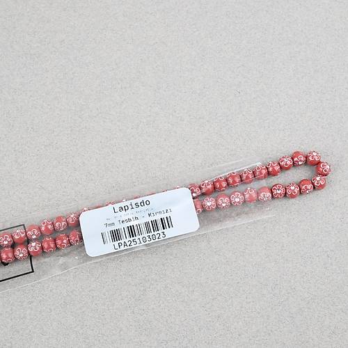 Hac Umre Hediyelik Ta�l� 99luk 7mm Tesbih - K�rm�z�