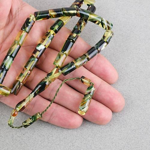 Arizona Katalin Sistemli Kesme Kesim 7x11mm Tesbih - Ye�il Siyah