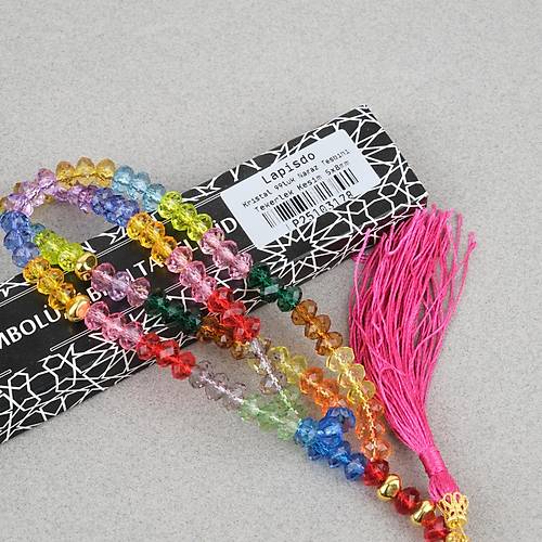 Kristal �ok Renkli 99luk Tekerlek Kesim 8x5mm Namaz Tesbihi -Bonibon