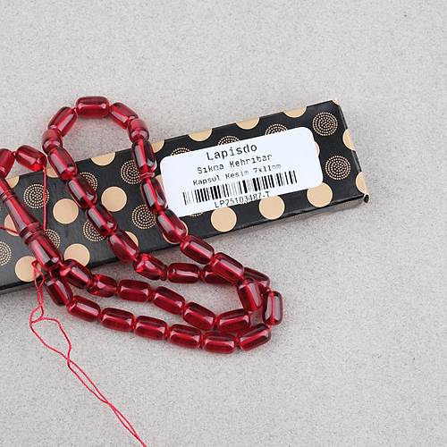 S�kma Kehribar Kaps�l Kesim 7x11mm Tesbih P�sk�ls�z