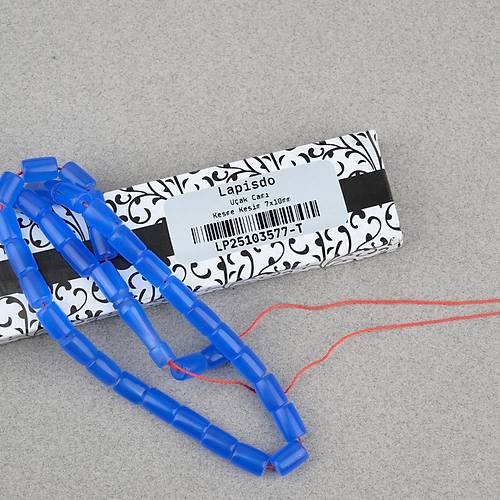 U�ak Cam� Kesme Kesim 7x10mm Tesbih P�sk�ls�z Koyu Mavi