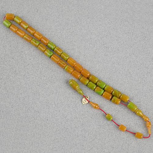 S�kma Kehribar Usta ��i �mzal� Bilek Boy Kaps�l Kesim 6x8mm Tesbih