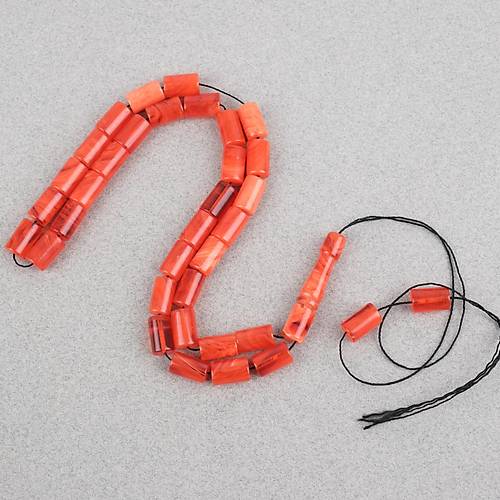 S�kma Kehribar Hareli Kesme Kesim 7x11mm Tesbih -Hareli Nar �i�e�i