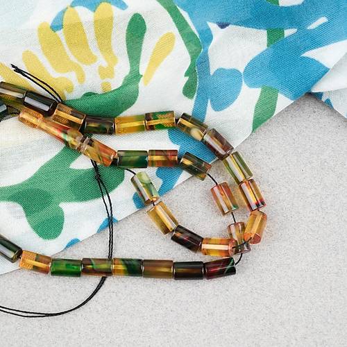 S�kma Kehribar Kesme Kesim 6x10mm Tesbih P�sk�ls�z Sar� Ye�il