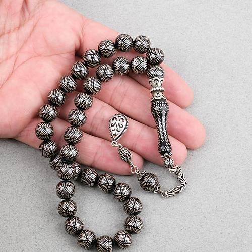 Kuka 925Ayar G�m�� �ak�m ve P�sk�l, G�m�� �ak�ml� �mame K�re Kesim 10mm Tesbih