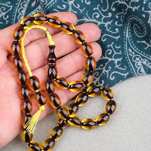Omari Ate� Kehribar Beyzi Kesim Oturtma �mameli Sistemli 8.5x11mm Tesbih