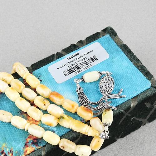 Rus Kaya Damla Kehribar 925Ayar G�m�� P�sk�l Kaps�l Kesim 8x13mm Tesbih