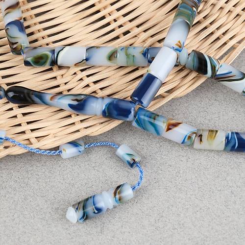 Arizona Katalin Sistemli Kesme Kesim 7x11mm Tesbih - Mavi Beyaz