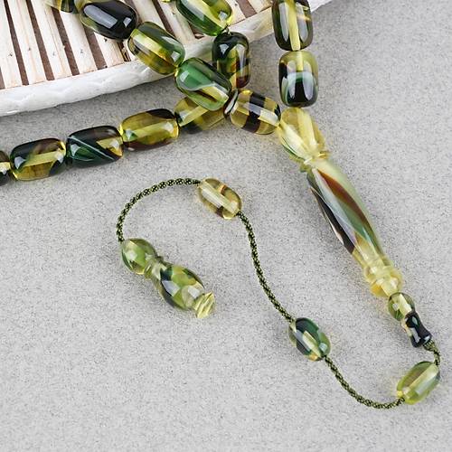 Arizona Katalin Sistemli Kaps�l Kesim 8x12mm Tesbih - Ye�il Siyah