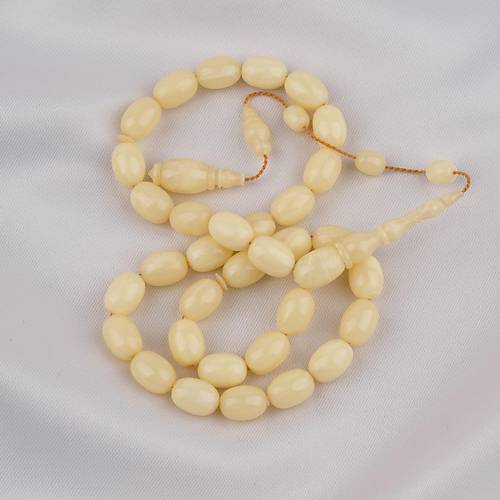 Kadim Katalin Eski Tavla Pulu Obje Yumurta Kesim 8x11m Tesbih - Nadir Renk Beyaz