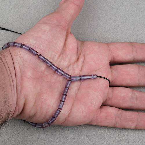 Ate� Kehribar Kesme Kesim 4x7mm Tesbih- G�k Mavisi