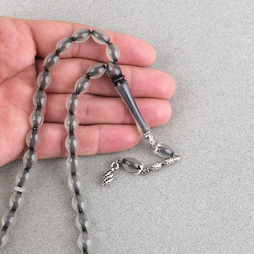 Kedig�z� Alpaka P�sk�ll� Beyzi Kesim 7x11mm Tesbih- Siyah