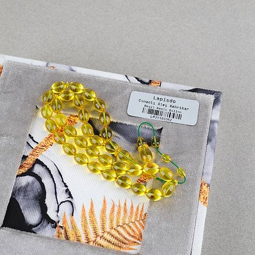 Eski Heykel Obje Osmanl� Ate� Kehribar Beyzi Kesim 8x11mm Tesbih