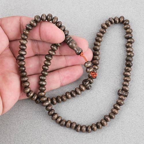 �im�ir A�ac� Renkli Vernikli 99luk Tekerlek Kesim 7x5mm Tesbih -  Koyu Kahverengi