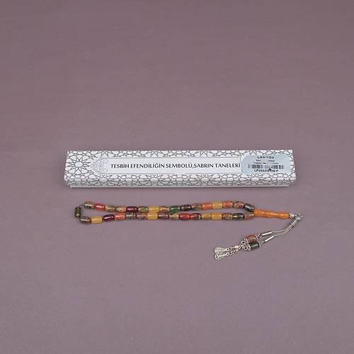 S�kma Kehribar Alpaka P�sk�ll� Kaps�l Kesim 7x11mm Tesbih- Bonibon